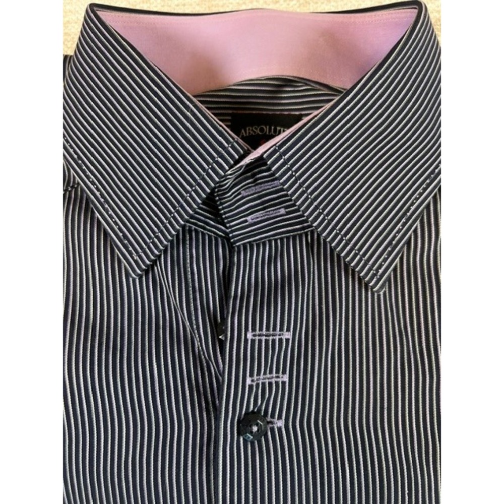 Absolute Rebellion Men's Black Striped Slim Fit Button Up Dress Shirt XL